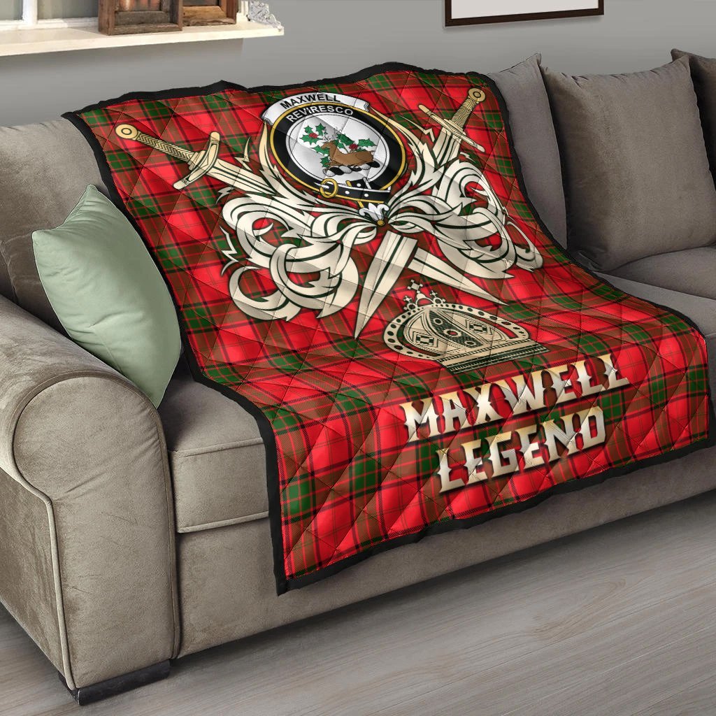 Maxwell Modern Tartan Crest Legend Gold Royal Premium Quilt