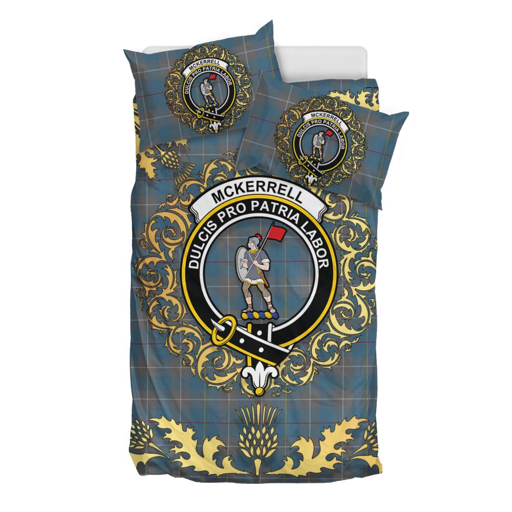 McKerrell of Hillhouse Dress Tartan Crest Bedding Set - Golden Thistle Style