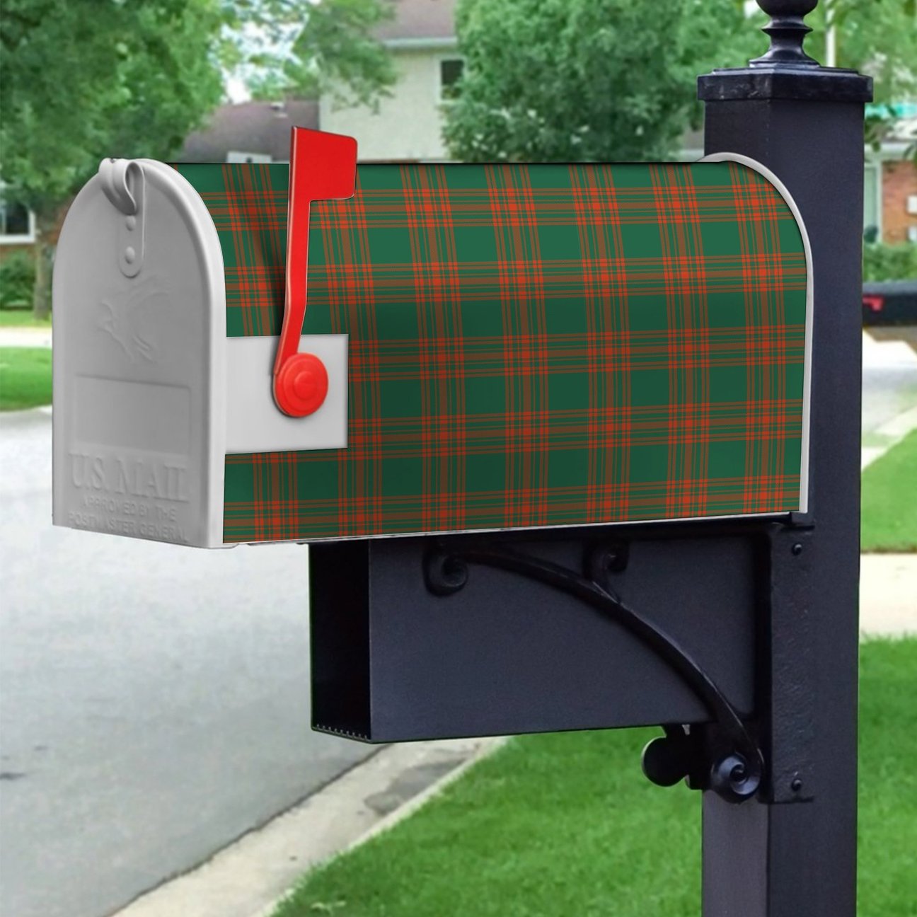 Menzies Green Ancient Tartan Crest Mailbox