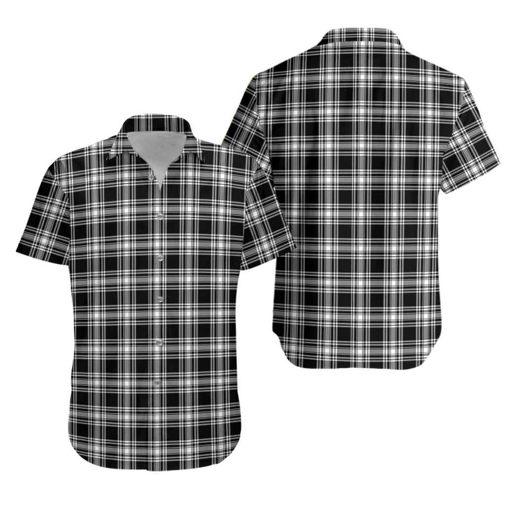 Menzies Black _ White Modern Tartan Hawaiian Shirt