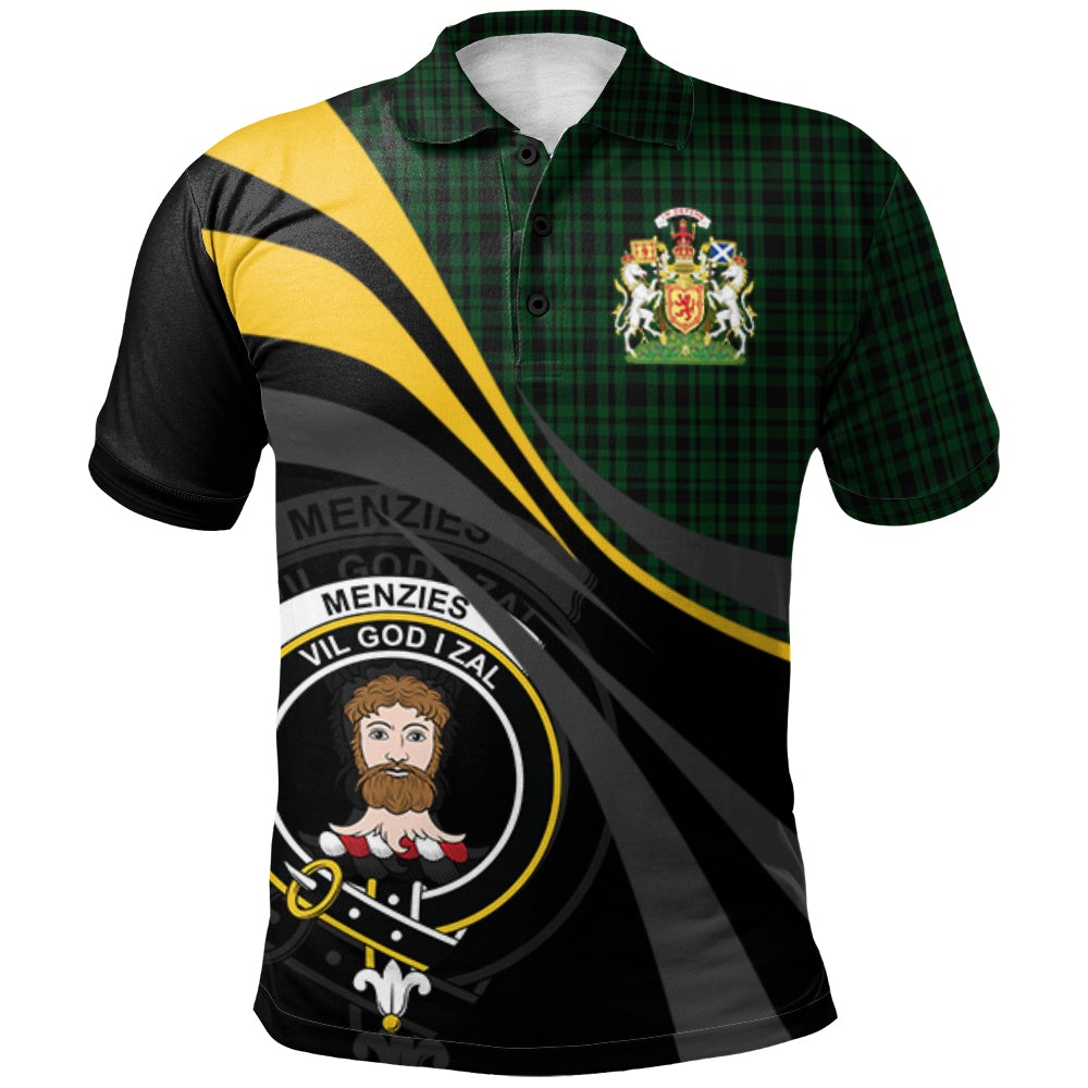 Menzies Green Tartan Polo Shirt - Royal Coat Of Arms Style