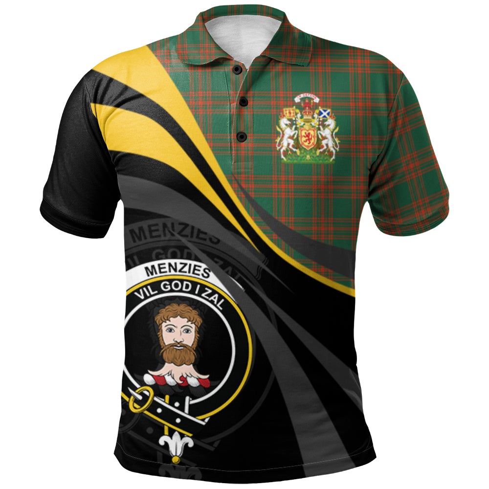 Menzies Green Ancient Tartan Polo Shirt - Royal Coat Of Arms Style