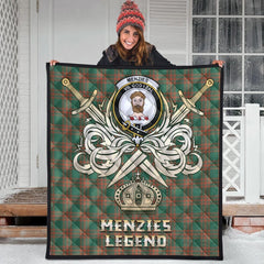Menzies Green Ancient Tartan Crest Legend Gold Royal Premium Quilt