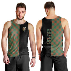 Menzies Green Ancient Tartan Crest Men's Tank Top - Cross Style