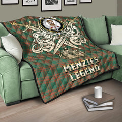 Menzies Green Ancient Tartan Crest Legend Gold Royal Premium Quilt