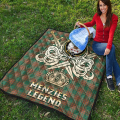 Menzies Green Ancient Tartan Crest Legend Gold Royal Premium Quilt