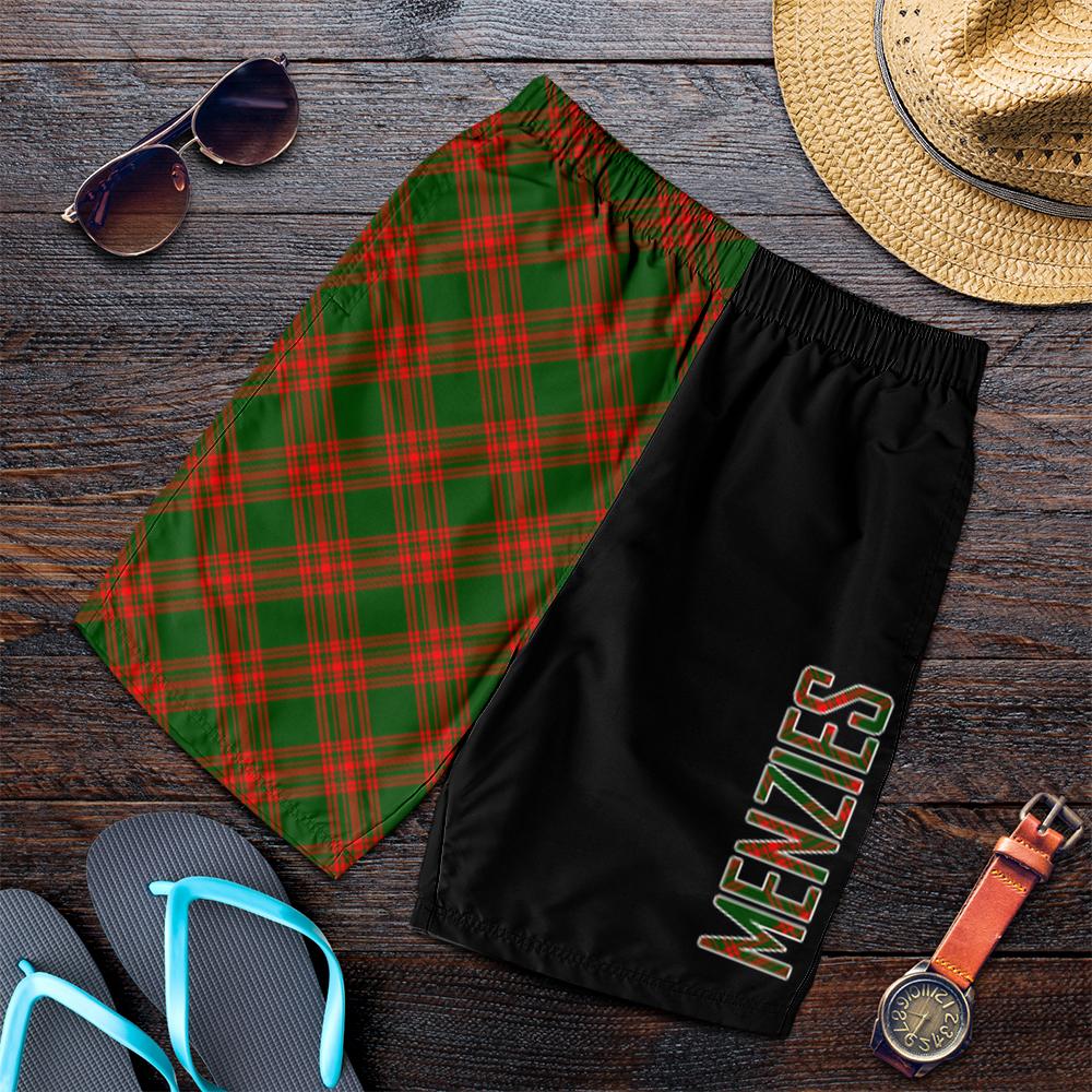 Menzies Green Modern Tartan Crest Men's Short - Cross Style