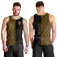 Menzies Green Modern Tartan Crest Men's Tank Top - Cross Style