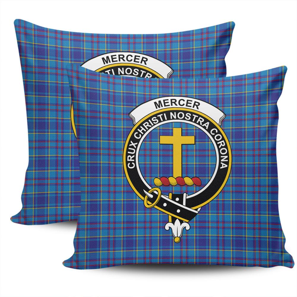 Scottish Mercer Modern Tartan Crest Pillow Cover - Tartan Cushion Cover