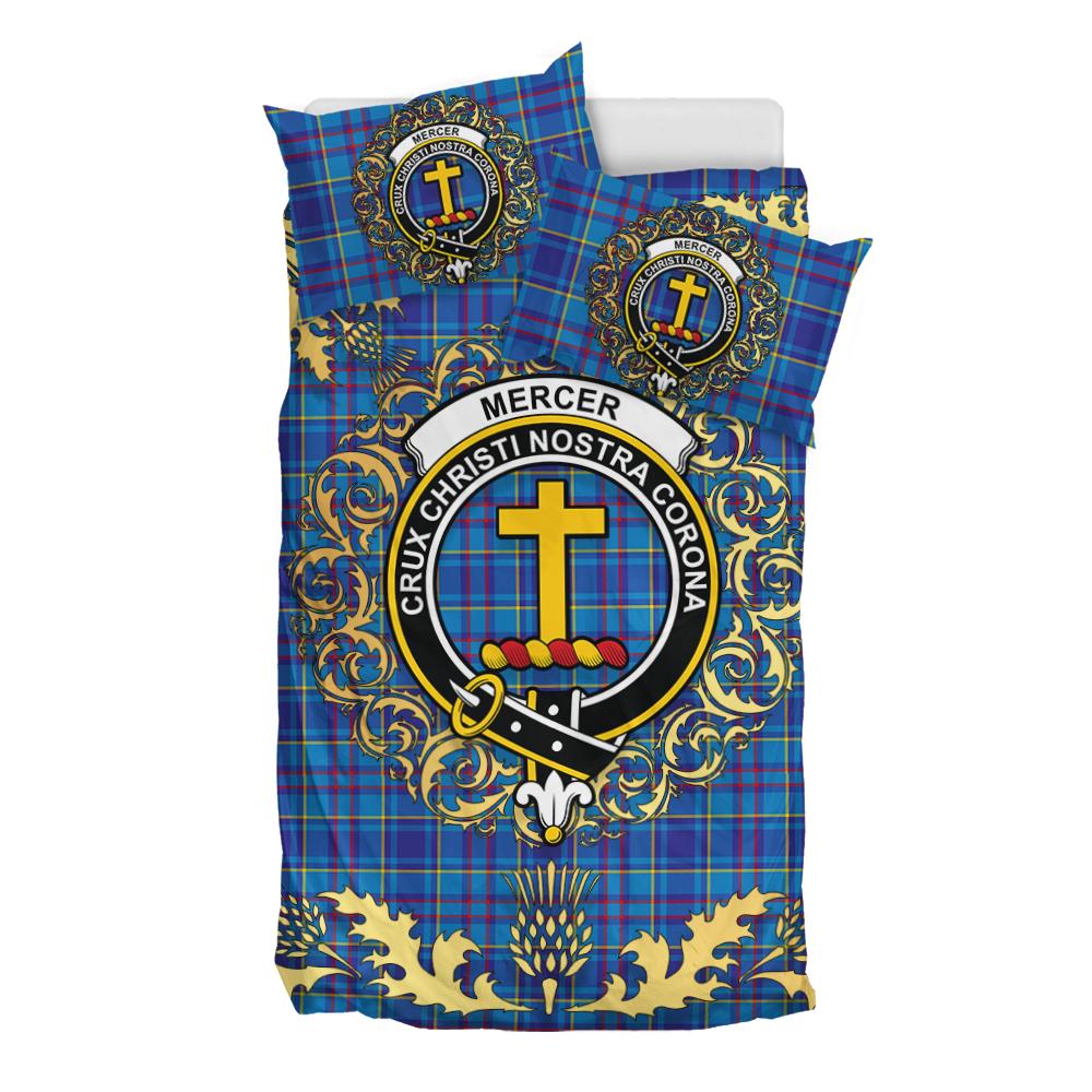 Mercer Modern Tartan Crest Bedding Set - Golden Thistle Style