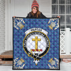 Mercer Modern Tartan Crest Premium Quilt - Gold Thistle Style