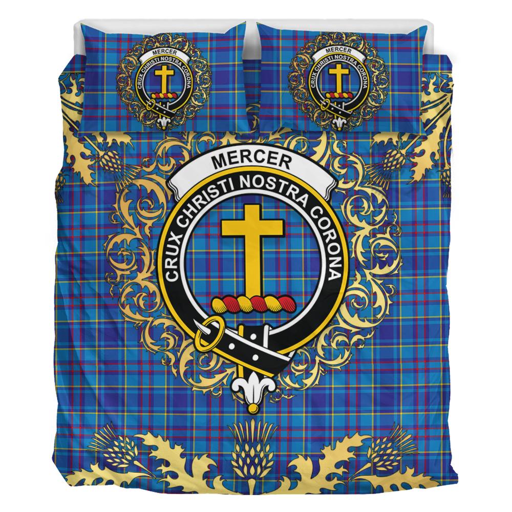 Mercer Modern Tartan Crest Bedding Set - Golden Thistle Style