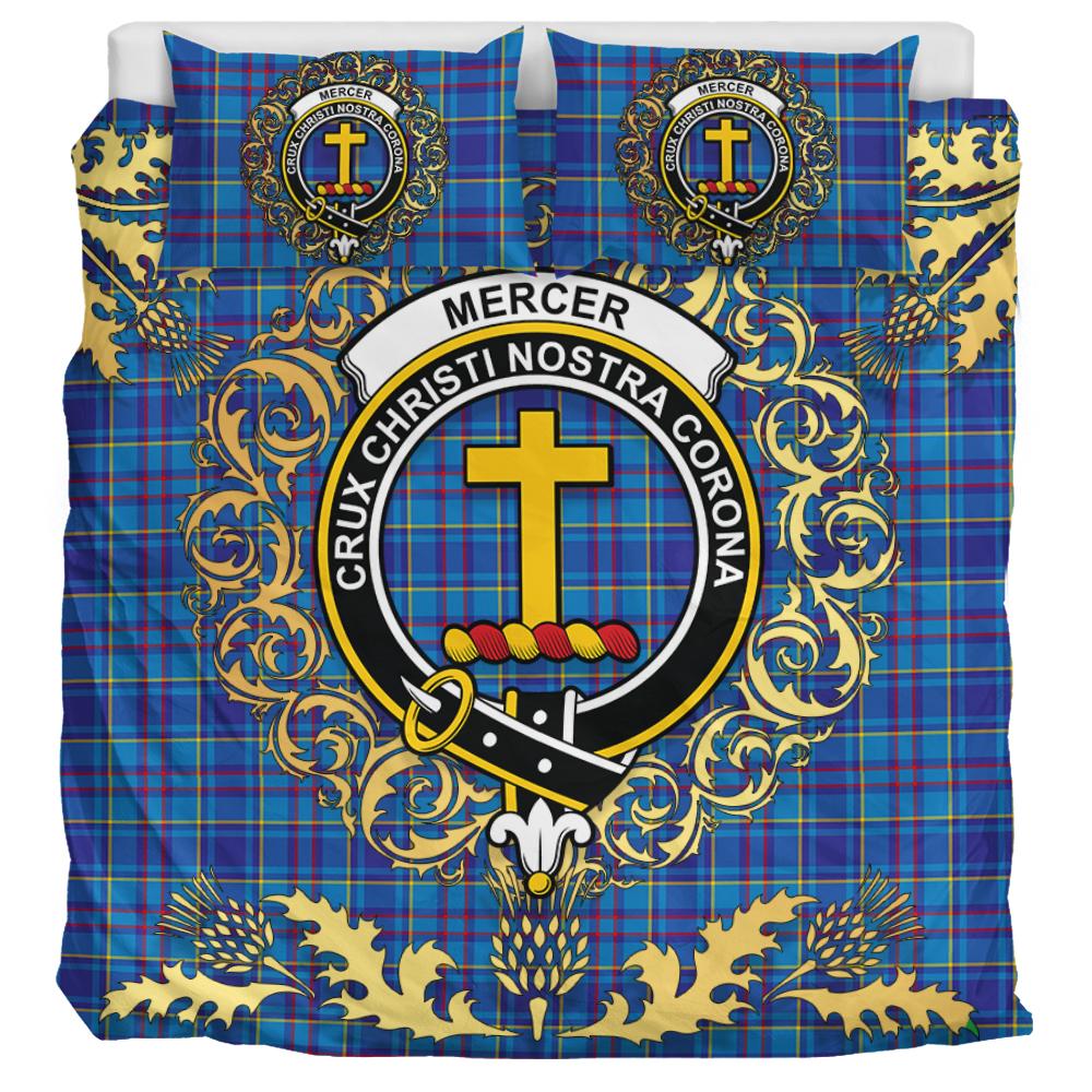 Mercer Modern Tartan Crest Bedding Set - Golden Thistle Style