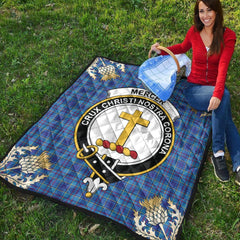 Mercer Modern Tartan Crest Premium Quilt - Gold Thistle Style