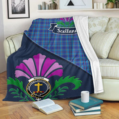 Mercer Tartan Crest Premium Blanket - Thistle Style