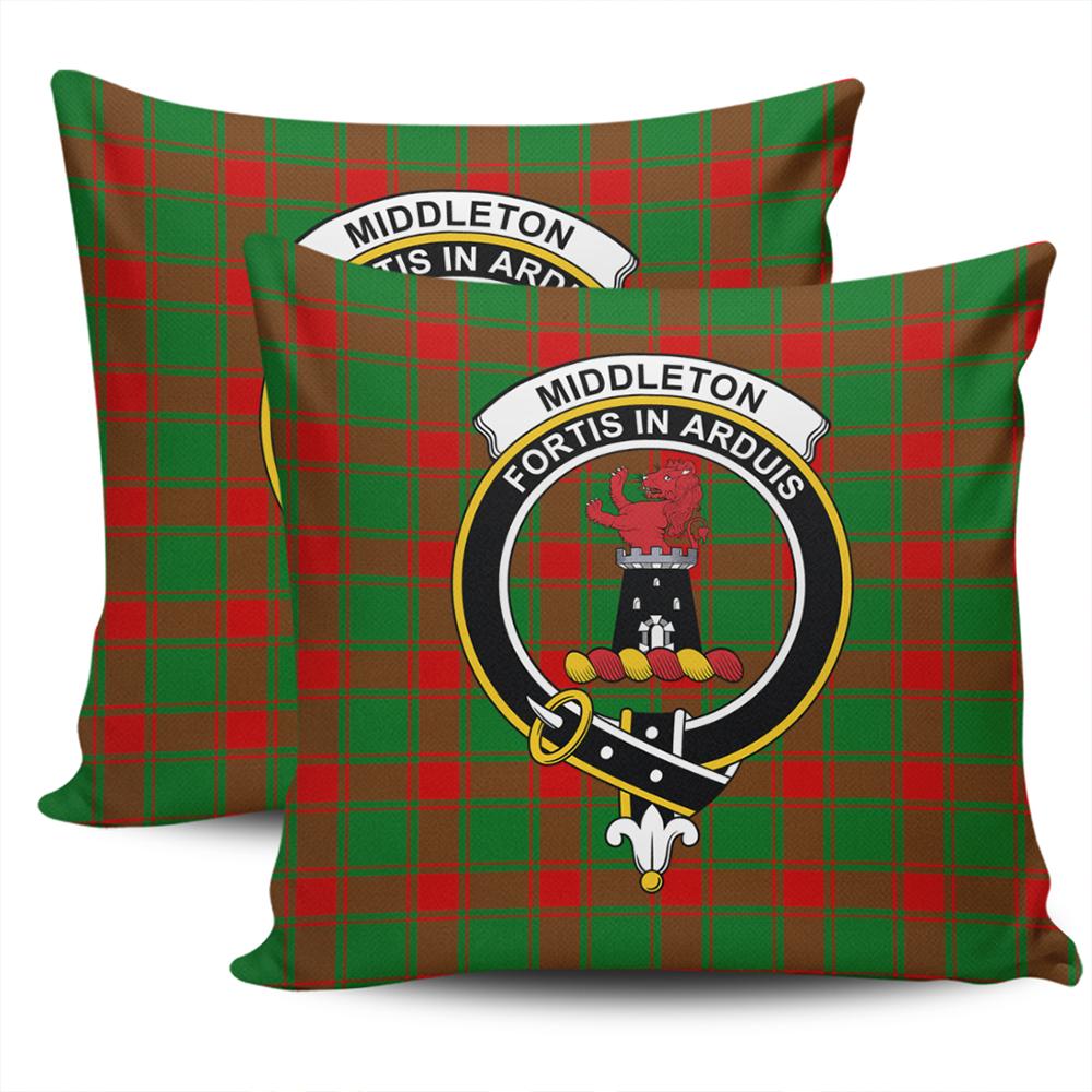 Scottish Middleton Modern Tartan Crest Pillow Cover - Tartan Cushion Cover