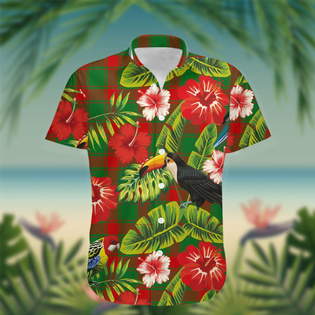 Middleton Tartan Hawaiian Shirt Hibiscus, Coconut, Parrot, Pineapple - Tropical Garden Shirt