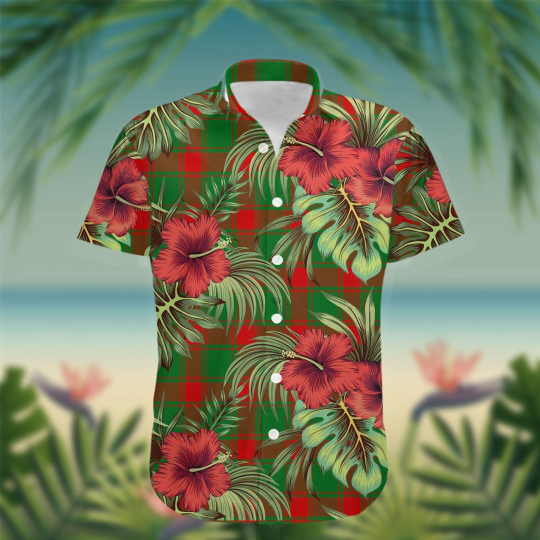 Middleton Tartan Hawaiian Shirt Hibiscus, Coconut, Parrot, Pineapple - Tropical Garden Shirt