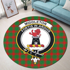 Middleton Modern Tartan Crest Round Rug