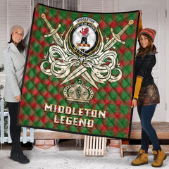 Middleton Modern Tartan Crest Legend Gold Royal Premium Quilt