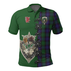 Mitchell Tartan Polo Shirt - Lion Rampant And Celtic Thistle Style