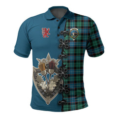 Mitchell Ancient Tartan Polo Shirt - Lion Rampant And Celtic Thistle Style