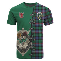 Mitchell Modern Tartan T-shirt - Lion Rampant And Celtic Thistle Style