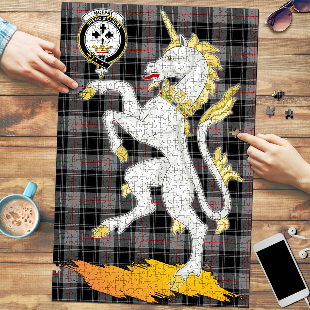 Moffat Modern Tartan Crest Unicorn Scotland Jigsaw Puzzles