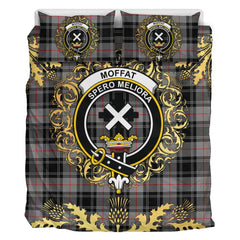 Moffat Modern Tartan Crest Bedding Set - Golden Thistle Style