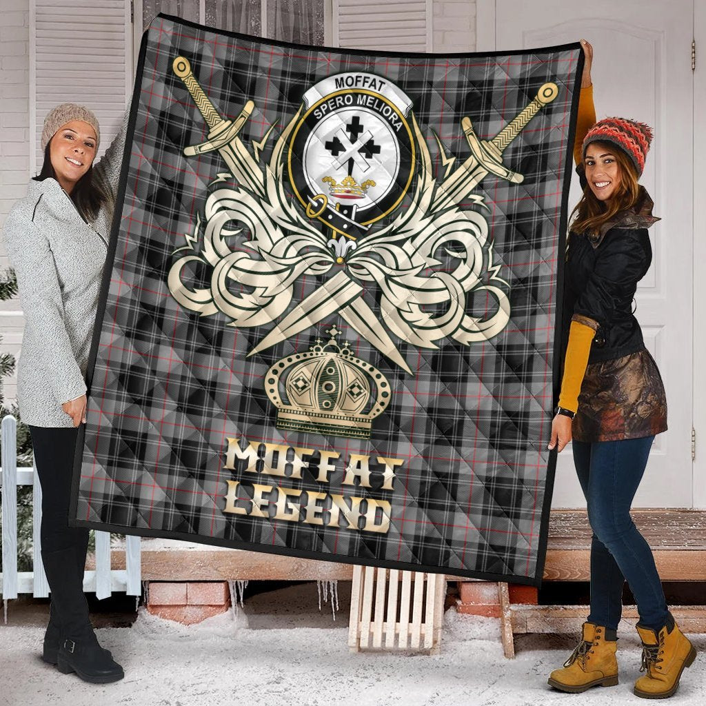 Moffat Modern Tartan Crest Legend Gold Royal Premium Quilt