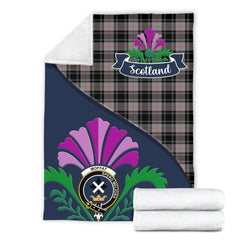 Moffat Tartan Crest Premium Blanket - Thistle Style