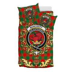 Moncrieff Tartan Crest Bedding Set - Golden Thistle Style