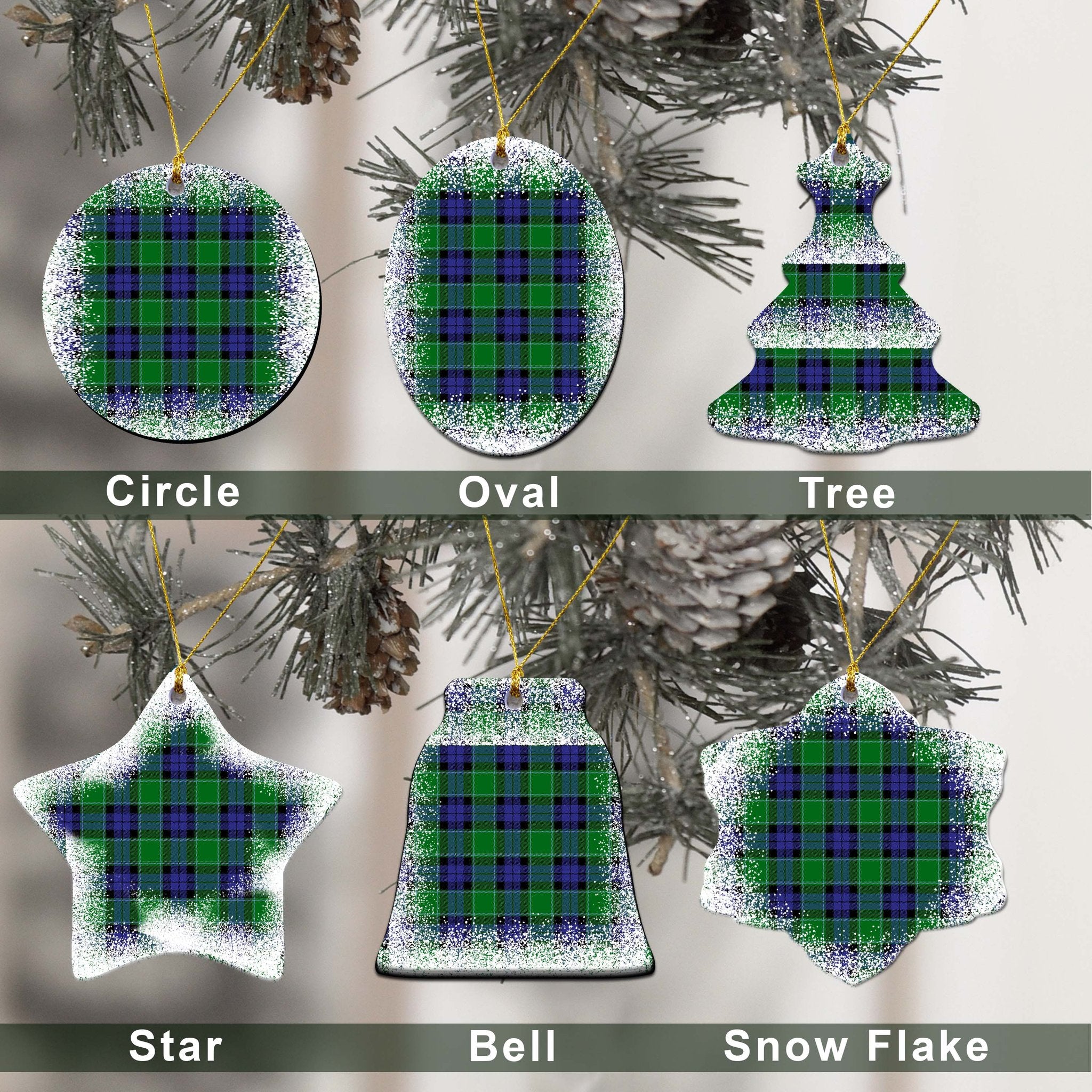 Monteith Tartan Christmas Ceramic Ornament - Snow Style