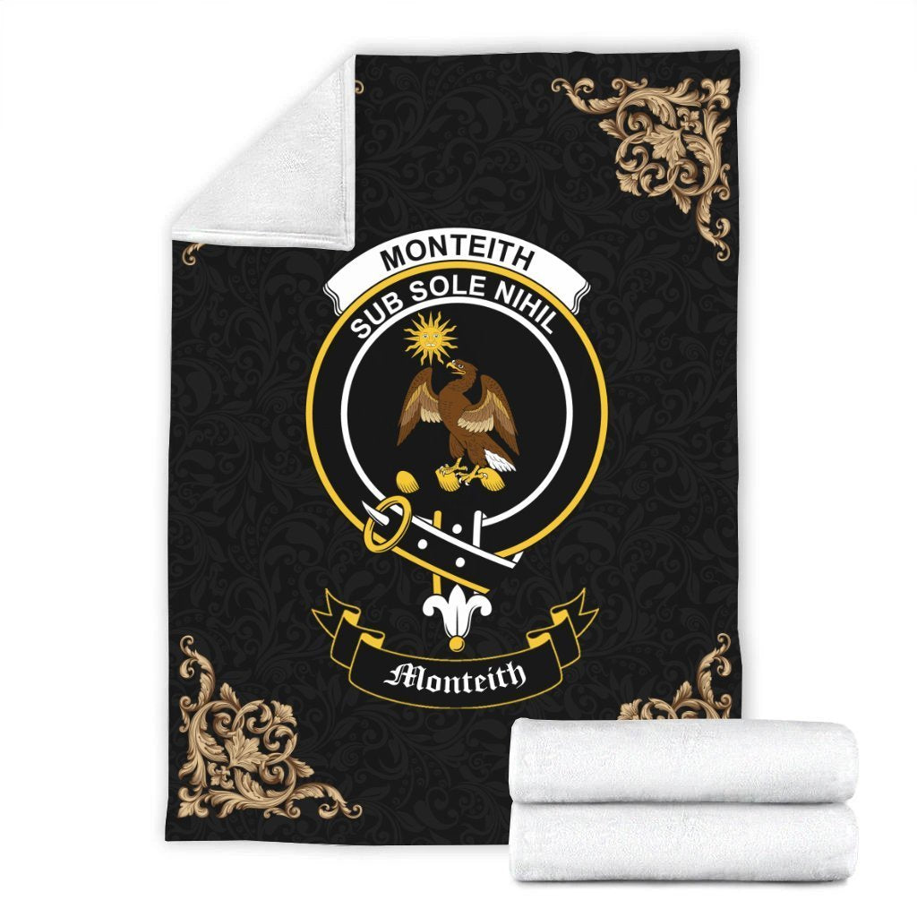 Monteith Crest Tartan Premium Blanket Black