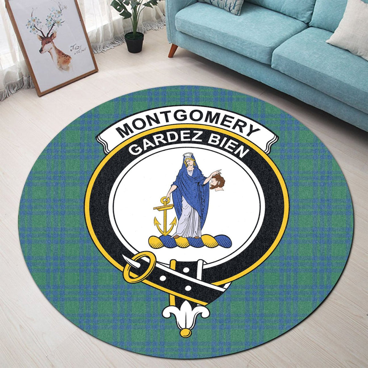 Montgomery Ancient Tartan Crest Round Rug