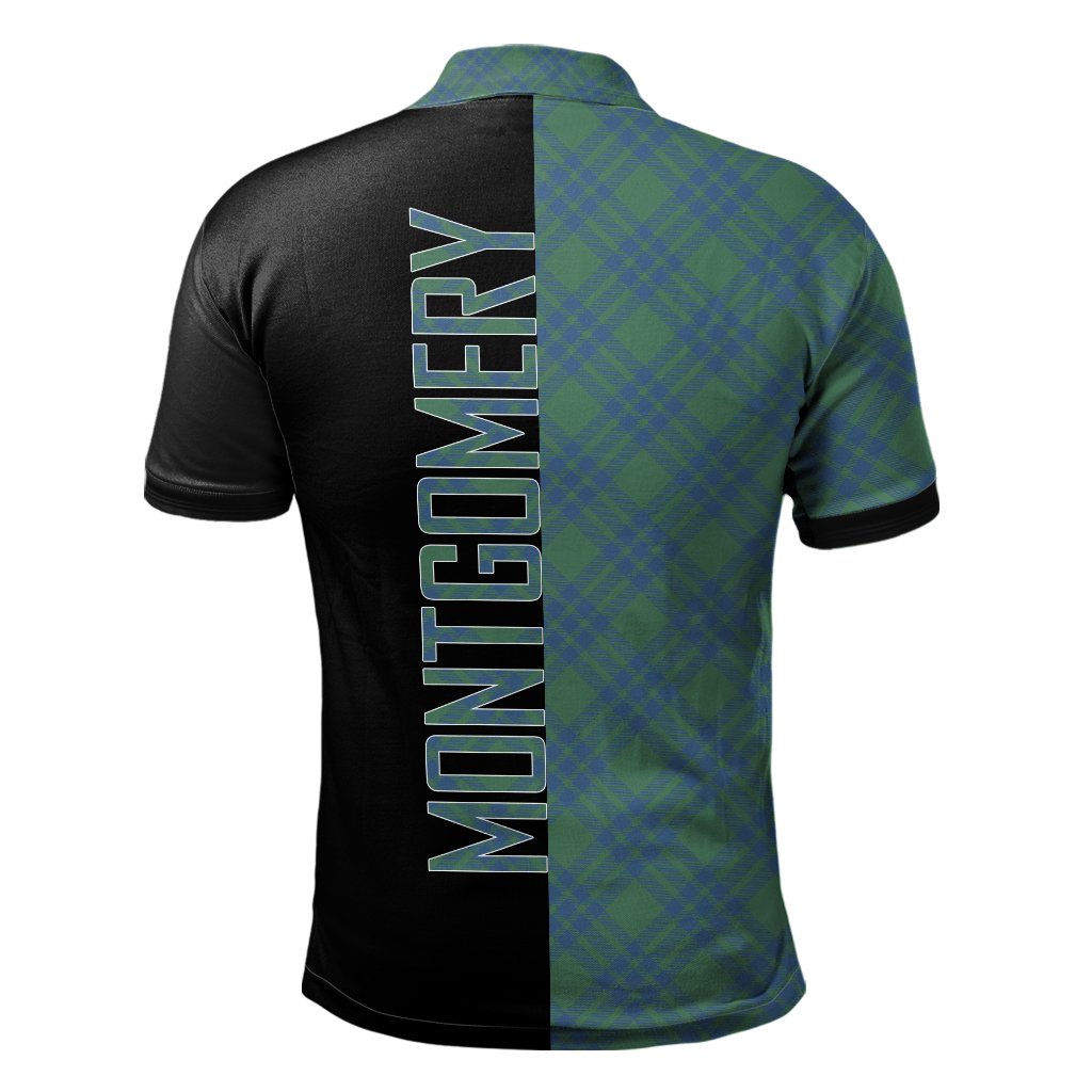 Montgomery Ancient Tartan Polo Shirt Half of Me - Cross Style