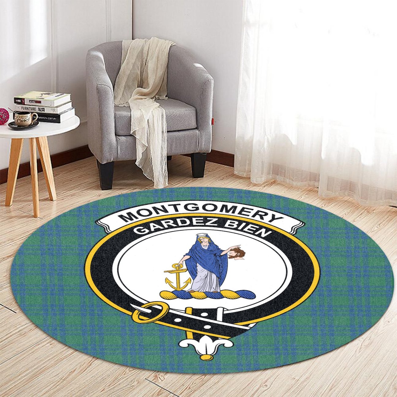 Montgomery Ancient Tartan Crest Round Rug