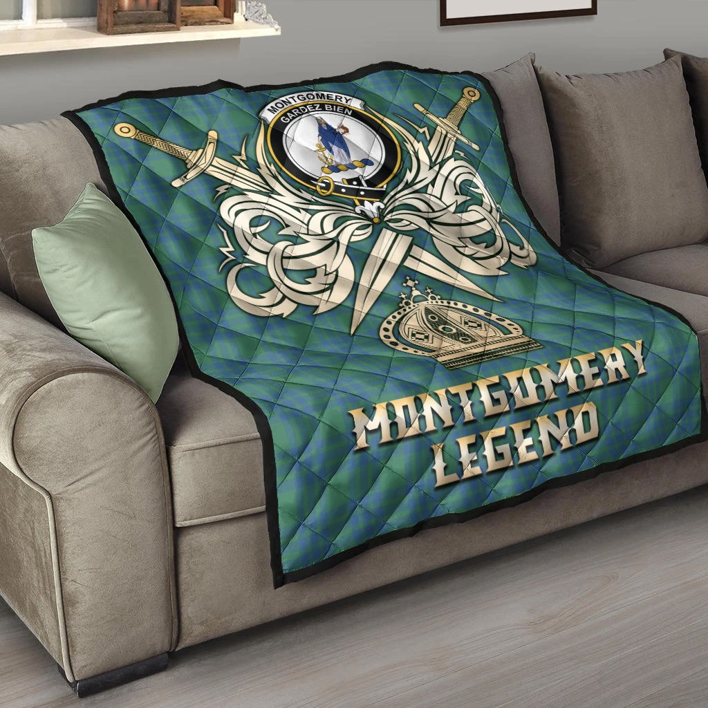 Montgomery Ancient Tartan Crest Legend Gold Royal Premium Quilt