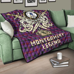 Montgomery Modern Tartan Crest Legend Gold Royal Premium Quilt