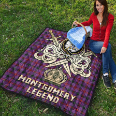 Montgomery Modern Tartan Crest Legend Gold Royal Premium Quilt