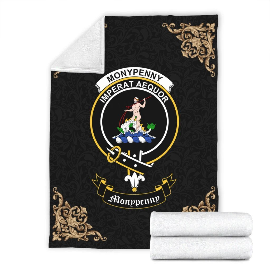 Monypenny Crest Tartan Premium Blanket Black