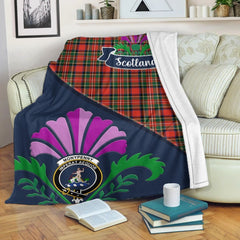 Monypenny Tartan Crest Premium Blanket - Thistle Style
