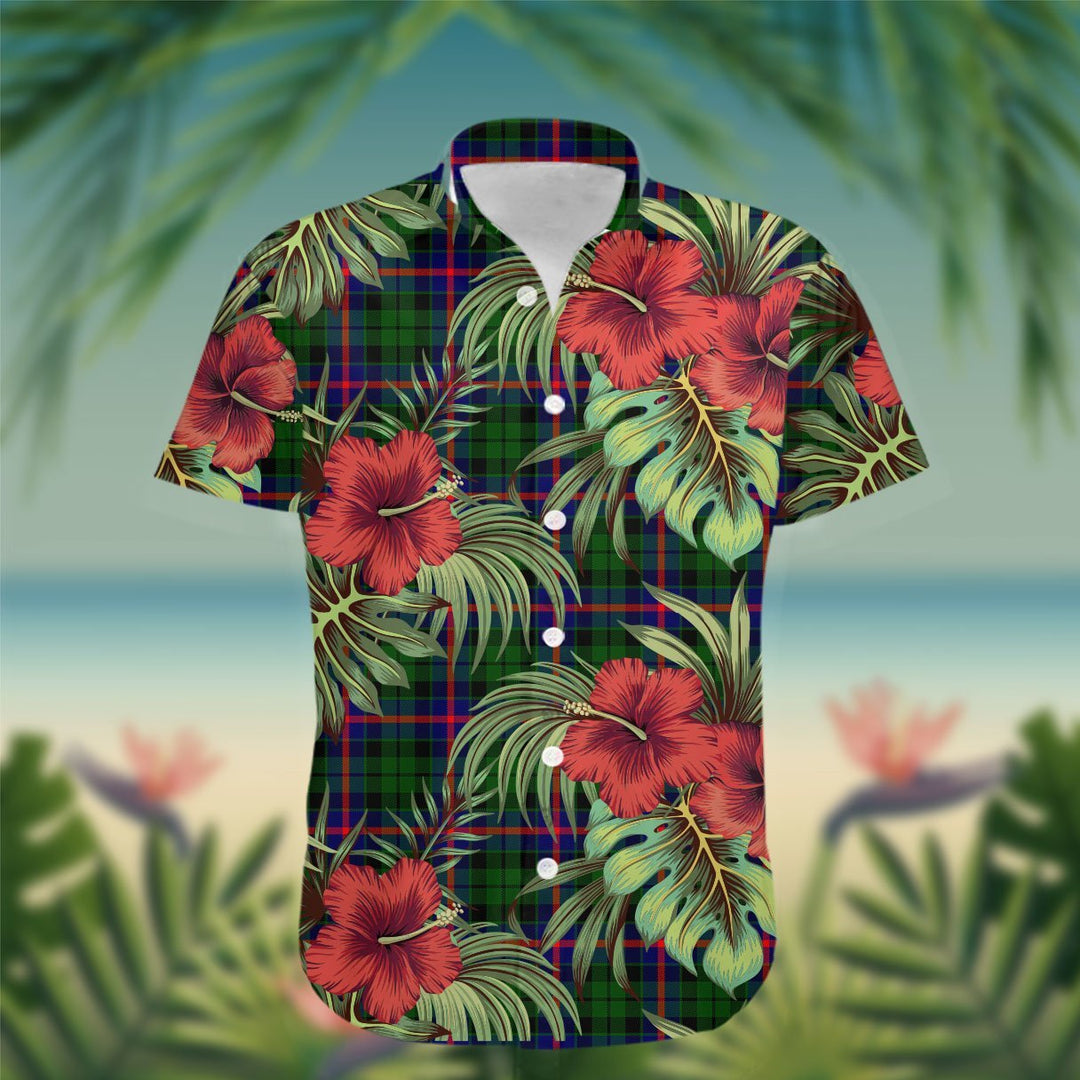 Morrison Tartan Hawaiian Shirt Hibiscus, Coconut, Parrot, Pineapple - Tropical Garden Shirt