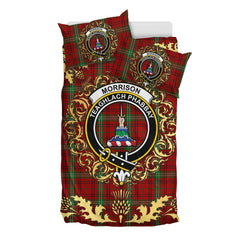 Morrison Tartan Crest Bedding Set - Golden Thistle Style