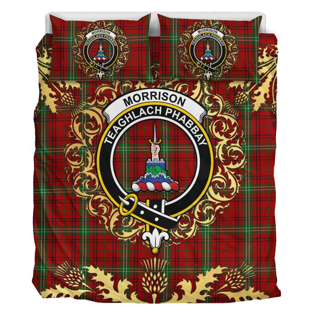 Morrison Tartan Crest Bedding Set - Golden Thistle Style