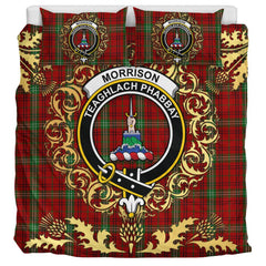 Morrison Tartan Crest Bedding Set - Golden Thistle Style