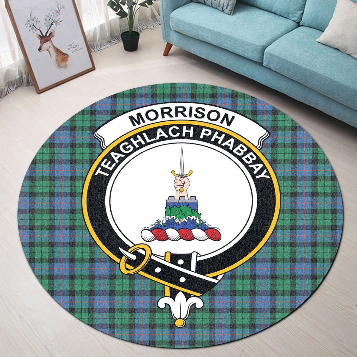 Morrison Ancient Tartan Crest Round Rug