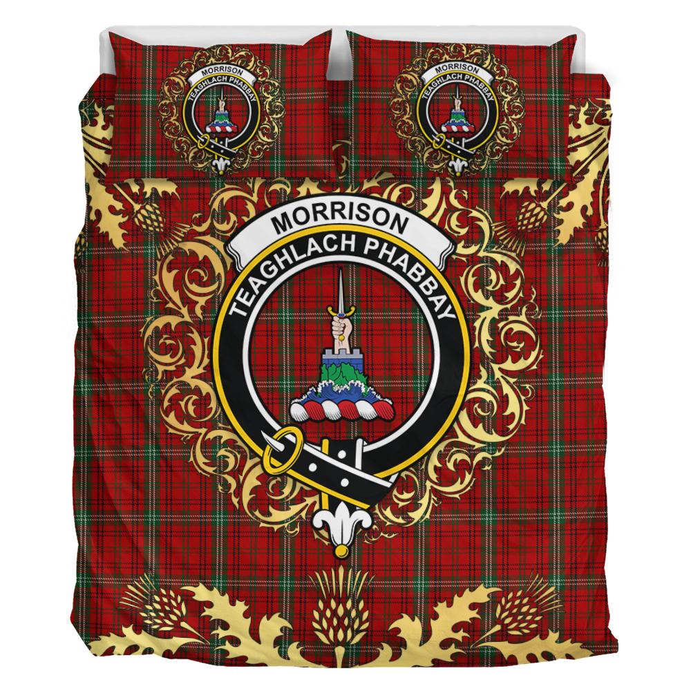 Morrison Ancient Tartan Crest Bedding Set - Golden Thistle Style