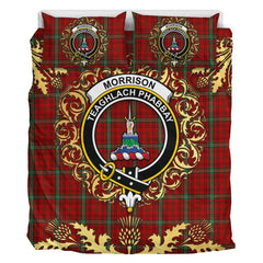 Morrison Ancient Tartan Crest Bedding Set - Golden Thistle Style