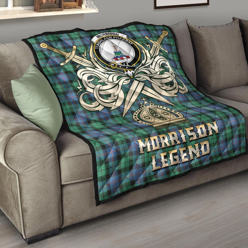 Morrison Ancient Tartan Crest Legend Gold Royal Premium Quilt